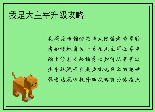 我是大主宰升级攻略